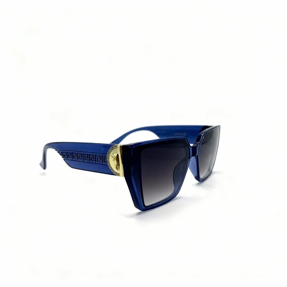 NEW MEDUSA Luxe Iconic Glam Trendy Designer Style Sunglasses Blue Gold - Picture 3 of 5